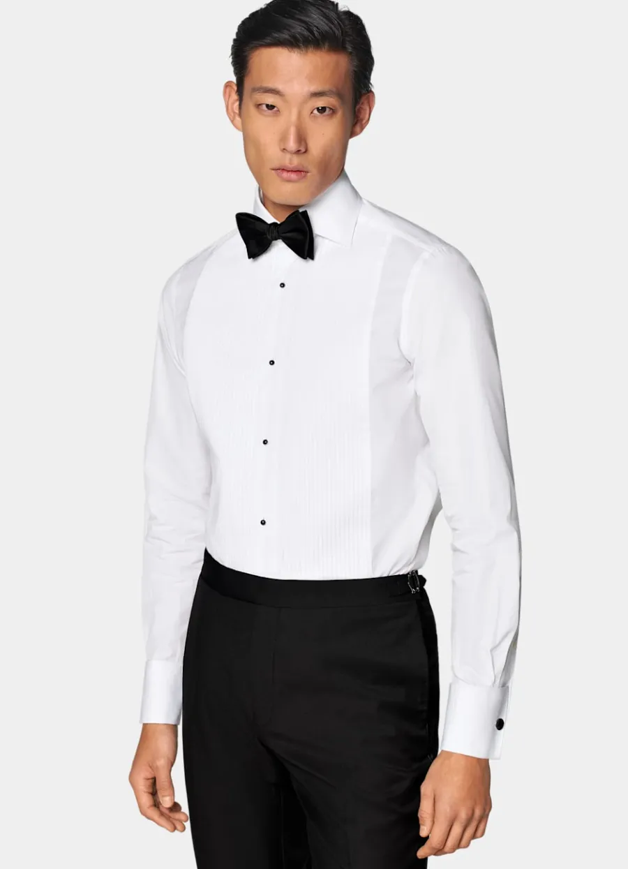 Suitsupply Chemise de smoking plissée coupe ajustée blanche Shop