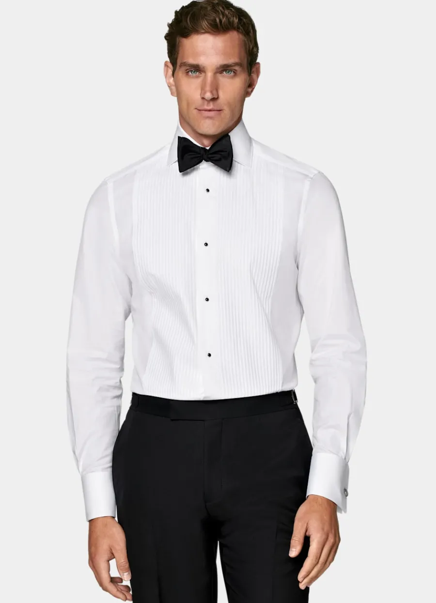 Suitsupply Chemise de smoking plissée coupe Tailored blanche Sale