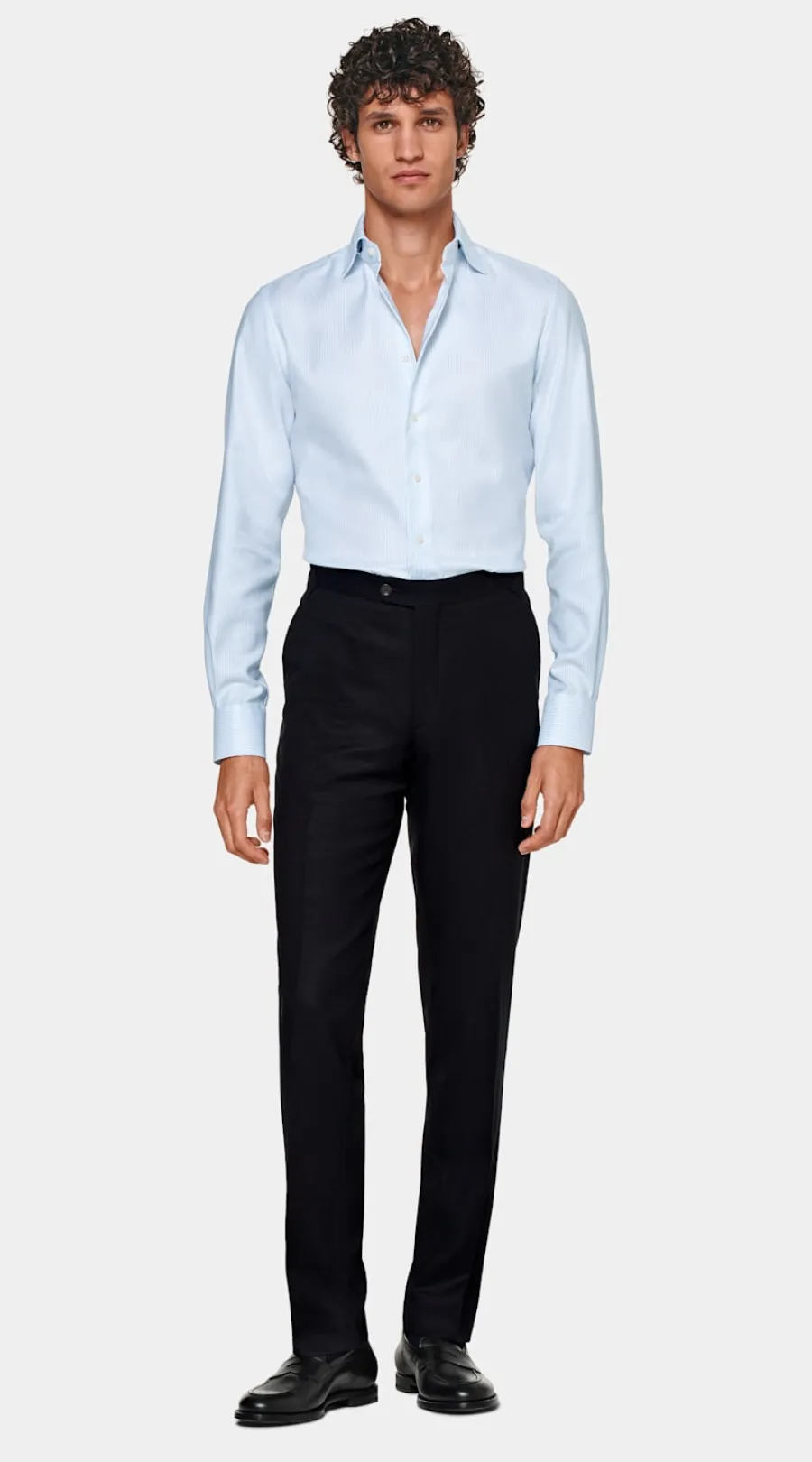 Suitsupply Chemise en oxford coupe très ajustée bleu clair à rayures Best Sale