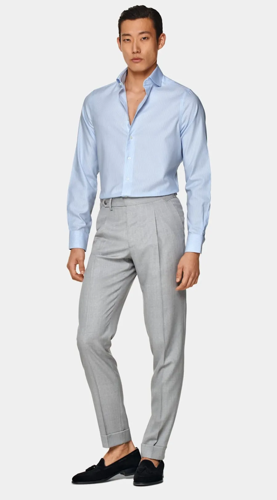 Suitsupply Chemise en oxford coupe très ajustée bleu clair à rayures Shop