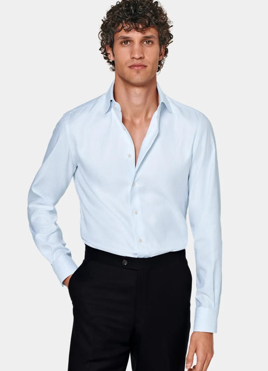 Suitsupply Chemise en oxford coupe très ajustée bleu clair à rayures Best Sale