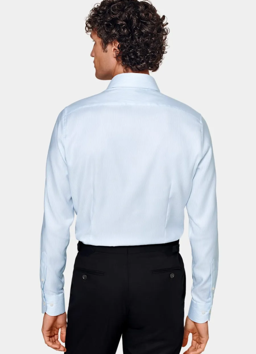 Suitsupply Chemise en oxford coupe très ajustée bleu clair à rayures Best Sale