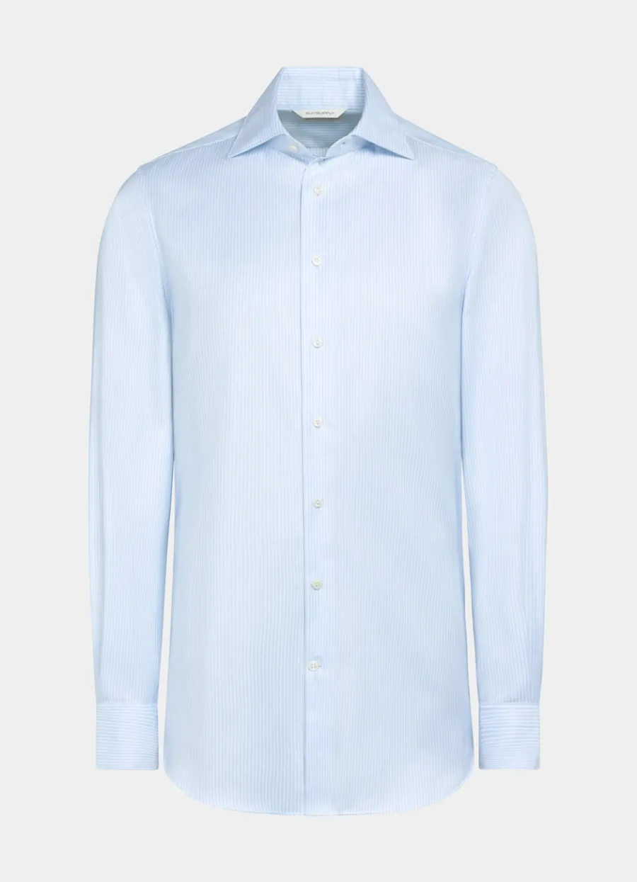 Suitsupply Chemise en oxford coupe très ajustée bleu clair à rayures Best Sale