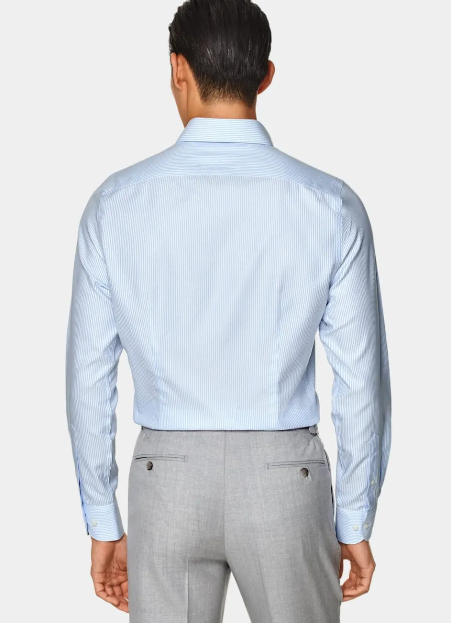Suitsupply Chemise en oxford coupe très ajustée bleu clair à rayures Shop