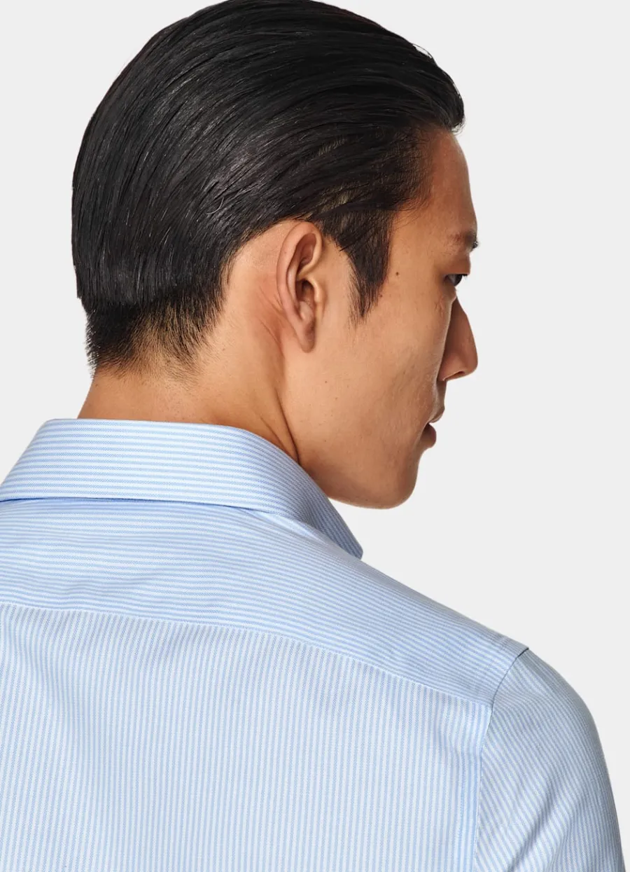 Suitsupply Chemise en oxford coupe très ajustée bleu clair à rayures Shop