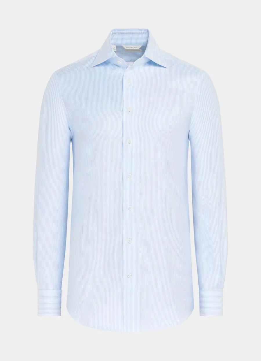 Suitsupply Chemise en oxford coupe très ajustée bleu clair à rayures Shop