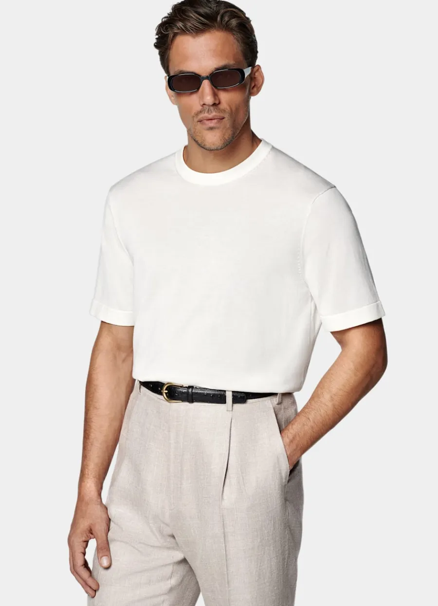 Suitsupply Col rond à manches courtes, blanc cassé Off-White Store