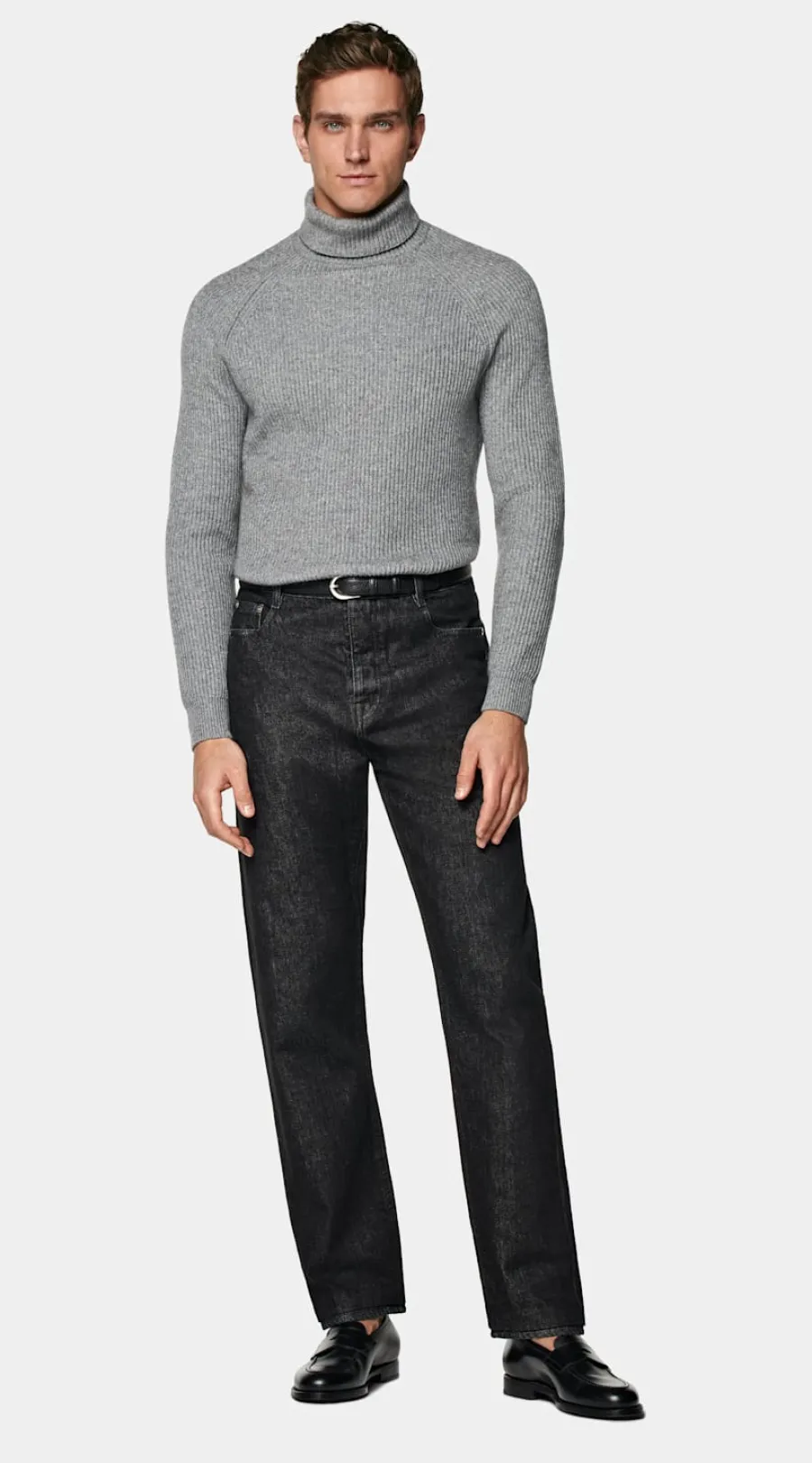 Suitsupply Col roulé côtelé gris Grey Outlet