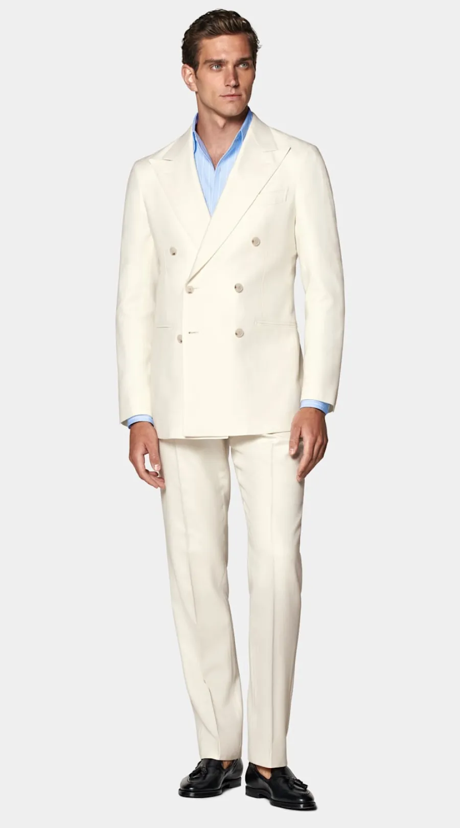 Suitsupply Costume Havana coupe Tailored blanc cassé à chevrons Cheap