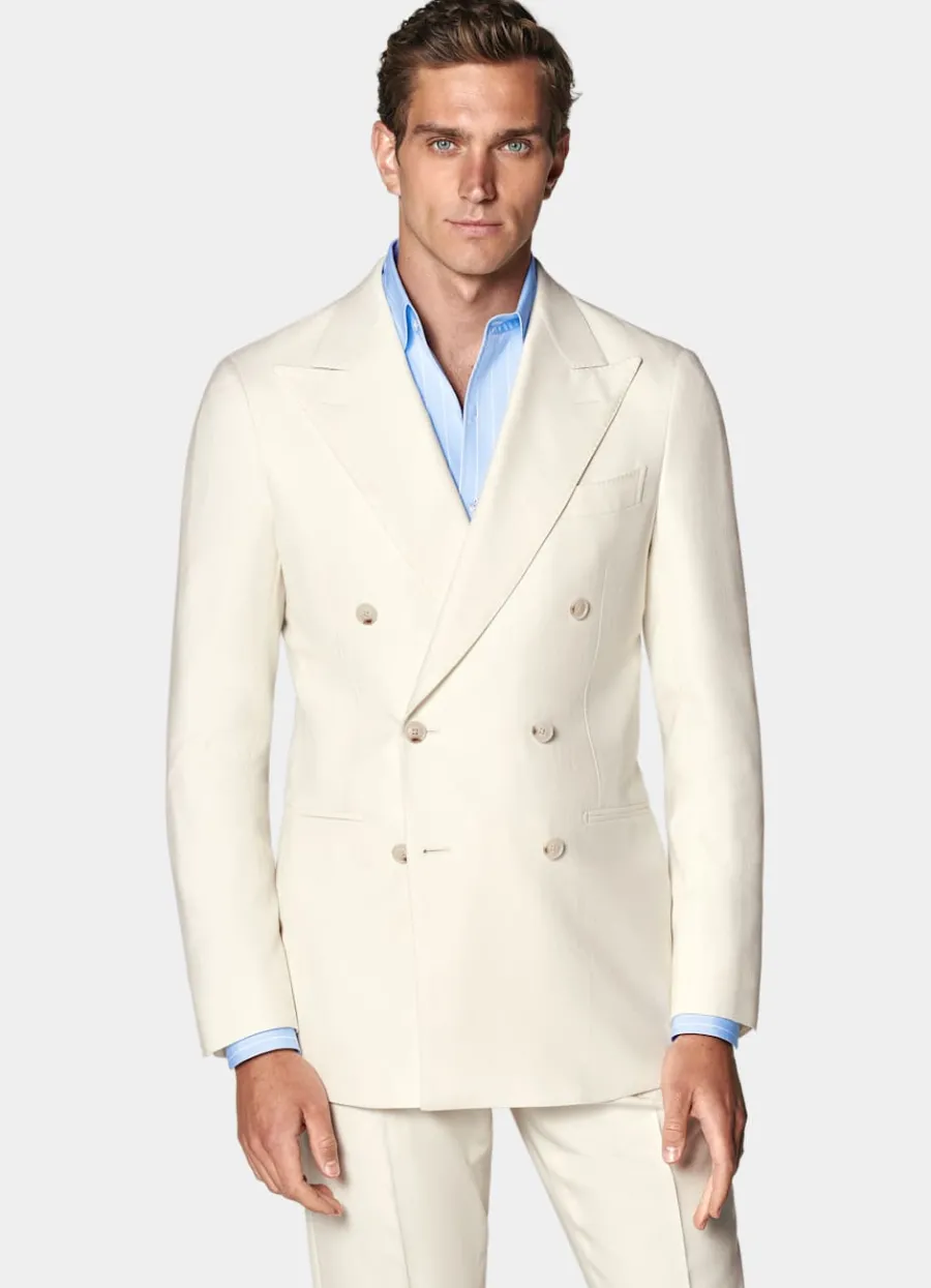 Suitsupply Costume Havana coupe Tailored blanc cassé à chevrons Cheap