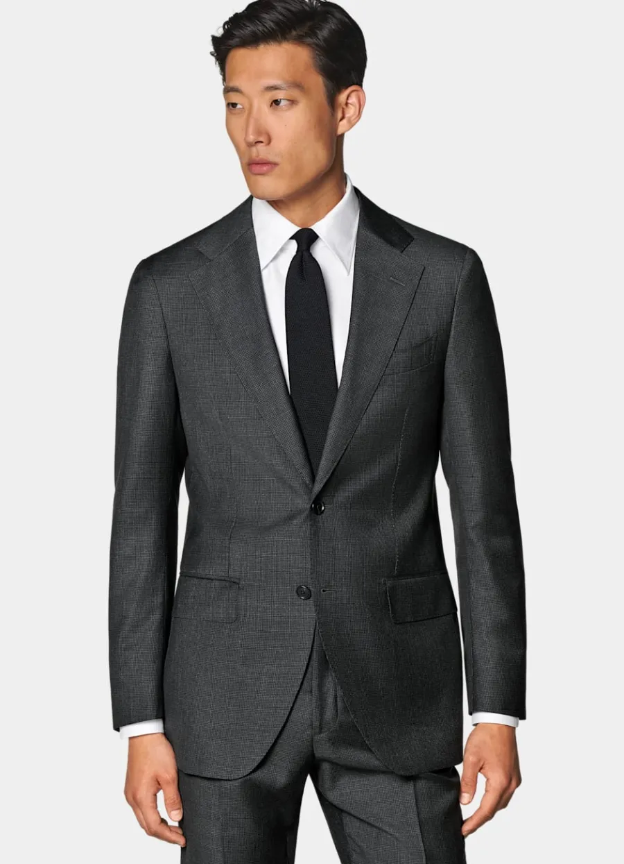 Suitsupply Costume Havana coupe Tailored gris foncé pied-de-poule Dark Grey Cheap