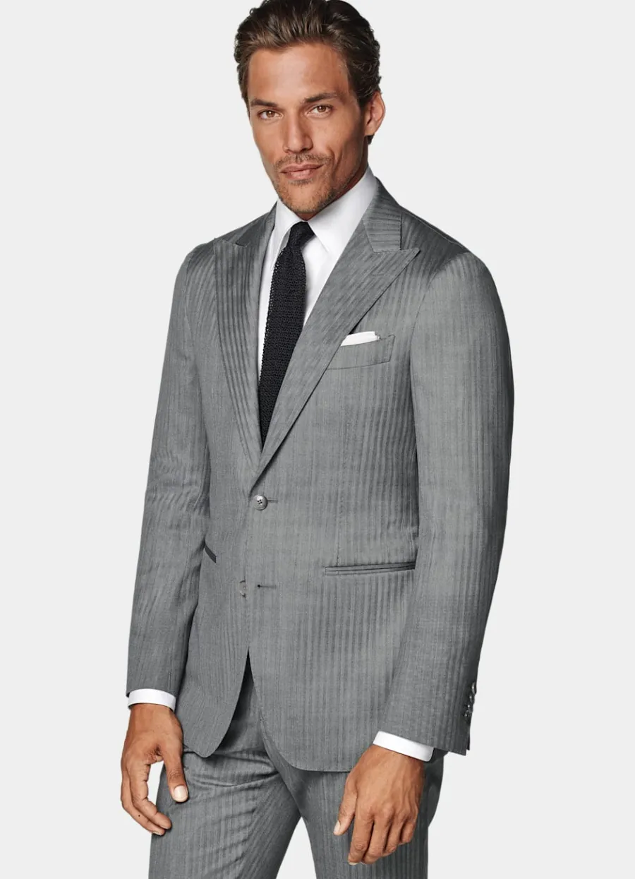 Suitsupply Costume Havana coupe Tailored gris moyen à chevrons Flash Sale