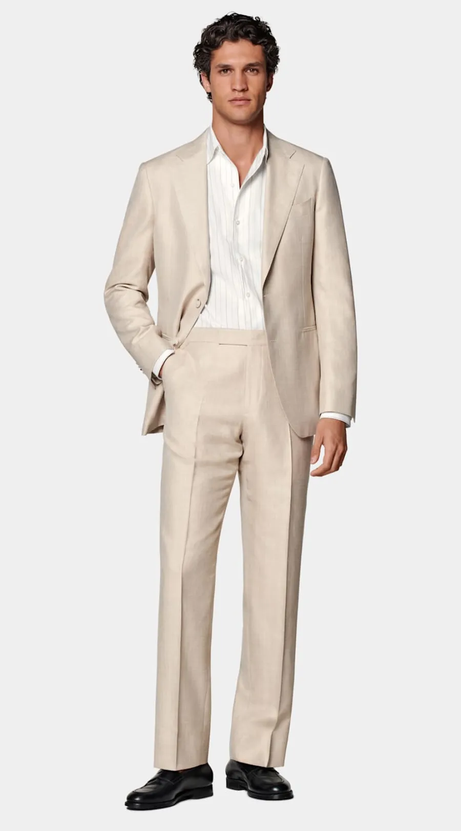 Suitsupply Costume Havana coupe Tailored sable à chevrons Sand Clearance