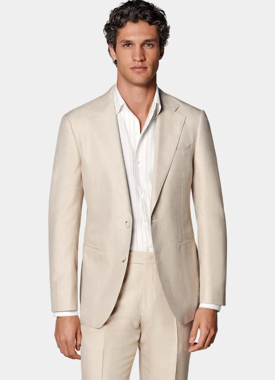 Suitsupply Costume Havana coupe Tailored sable à chevrons Sand Clearance