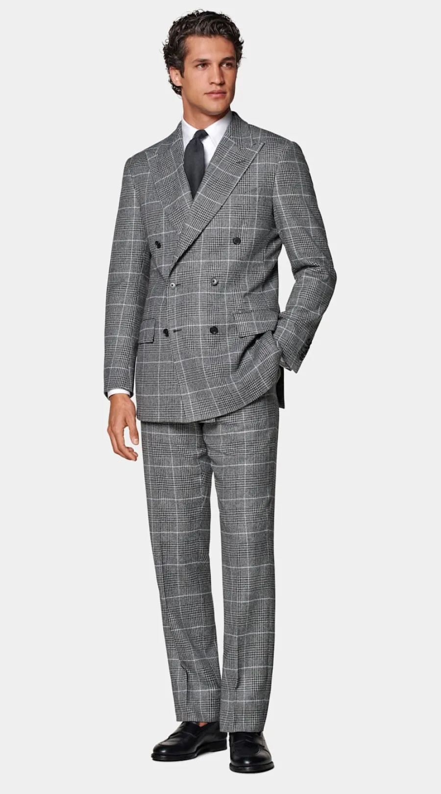 Suitsupply Costume Milano coupe Tailored gris moyen à carreaux Hot