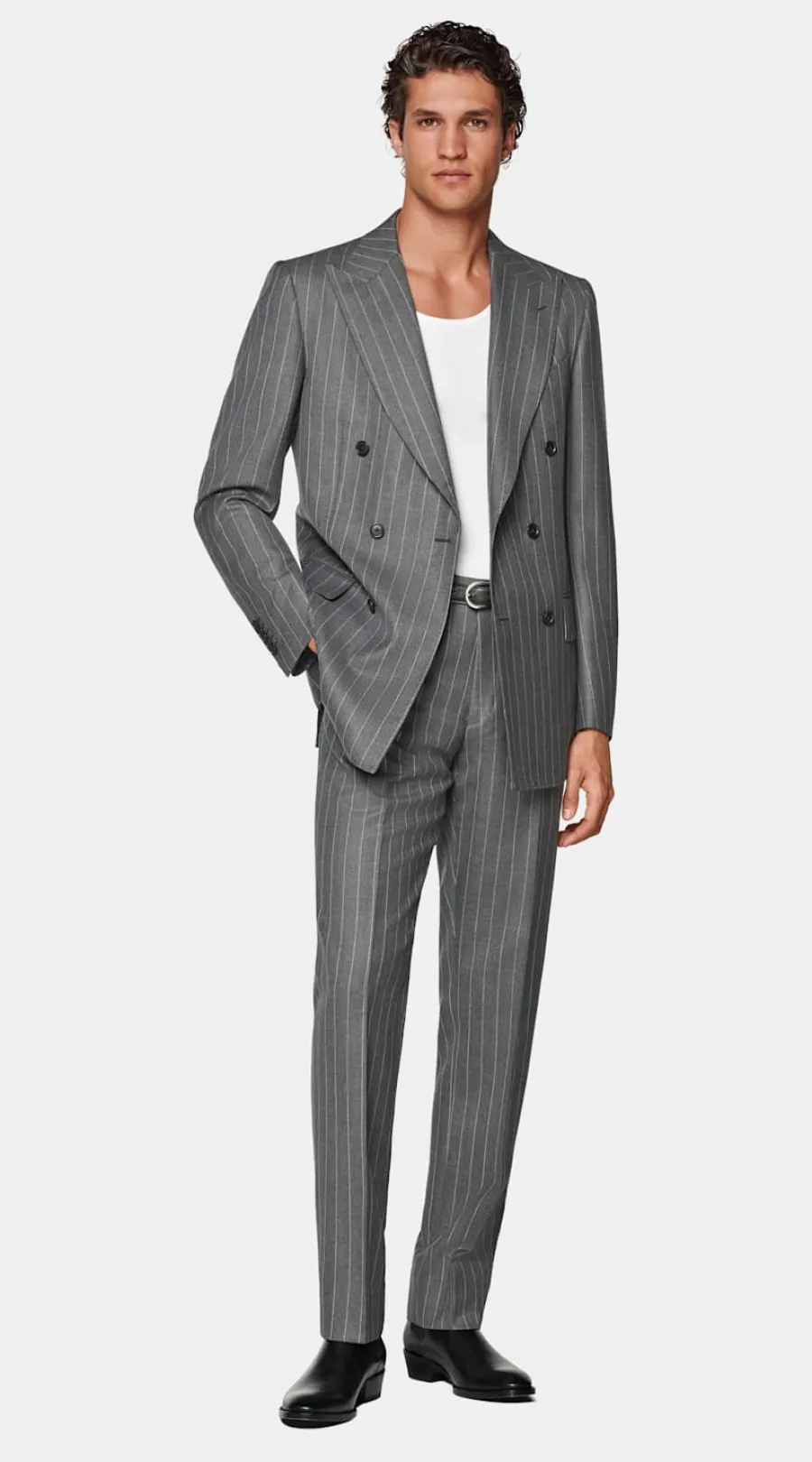 Suitsupply Costume Milano coupe Tailored gris moyen à rayures Sale