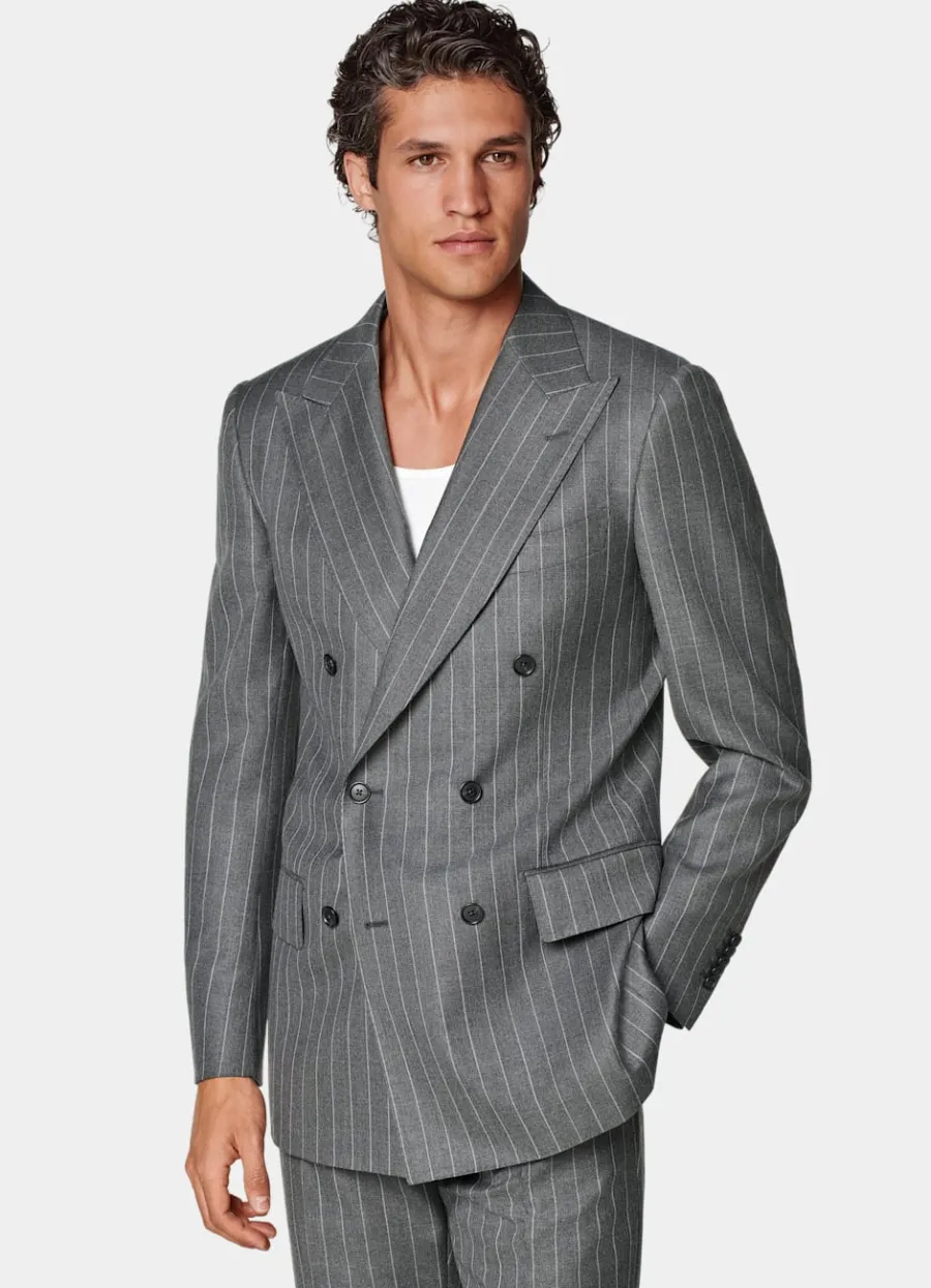 Suitsupply Costume Milano coupe Tailored gris moyen à rayures Sale