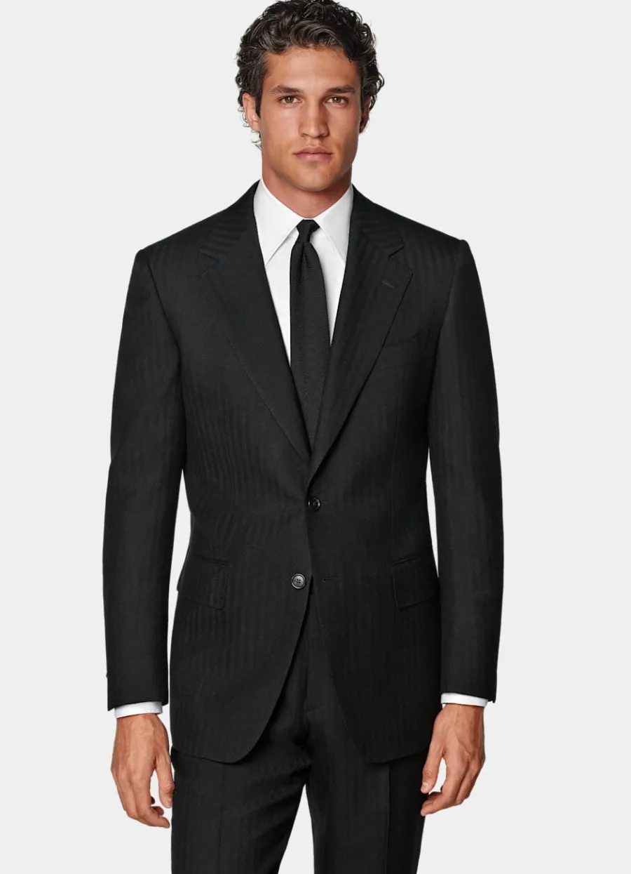 Suitsupply Costume Milano coupe Tailored noir à chevrons Best