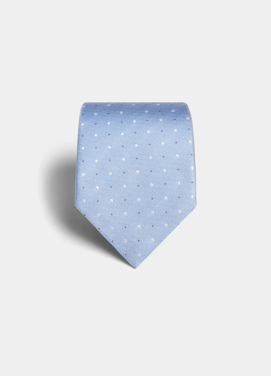 Suitsupply Cravate bleu clair à pois Light Blue Best