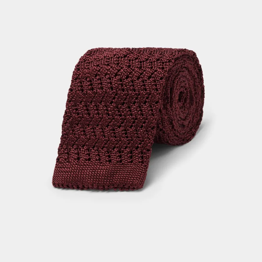 Suitsupply Cravate en tricot bordeaux Burgundy Clearance