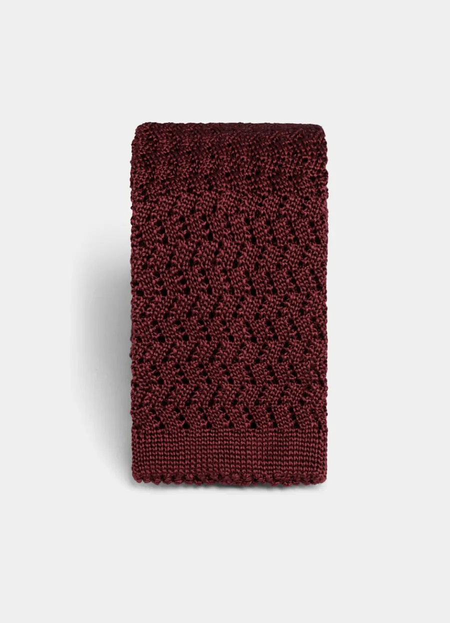 Suitsupply Cravate en tricot bordeaux Burgundy Clearance