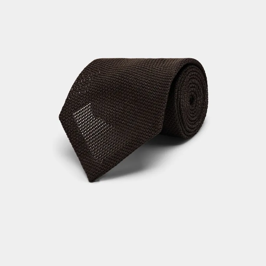 Suitsupply Cravate grenadine marron foncé Dark Brown Outlet