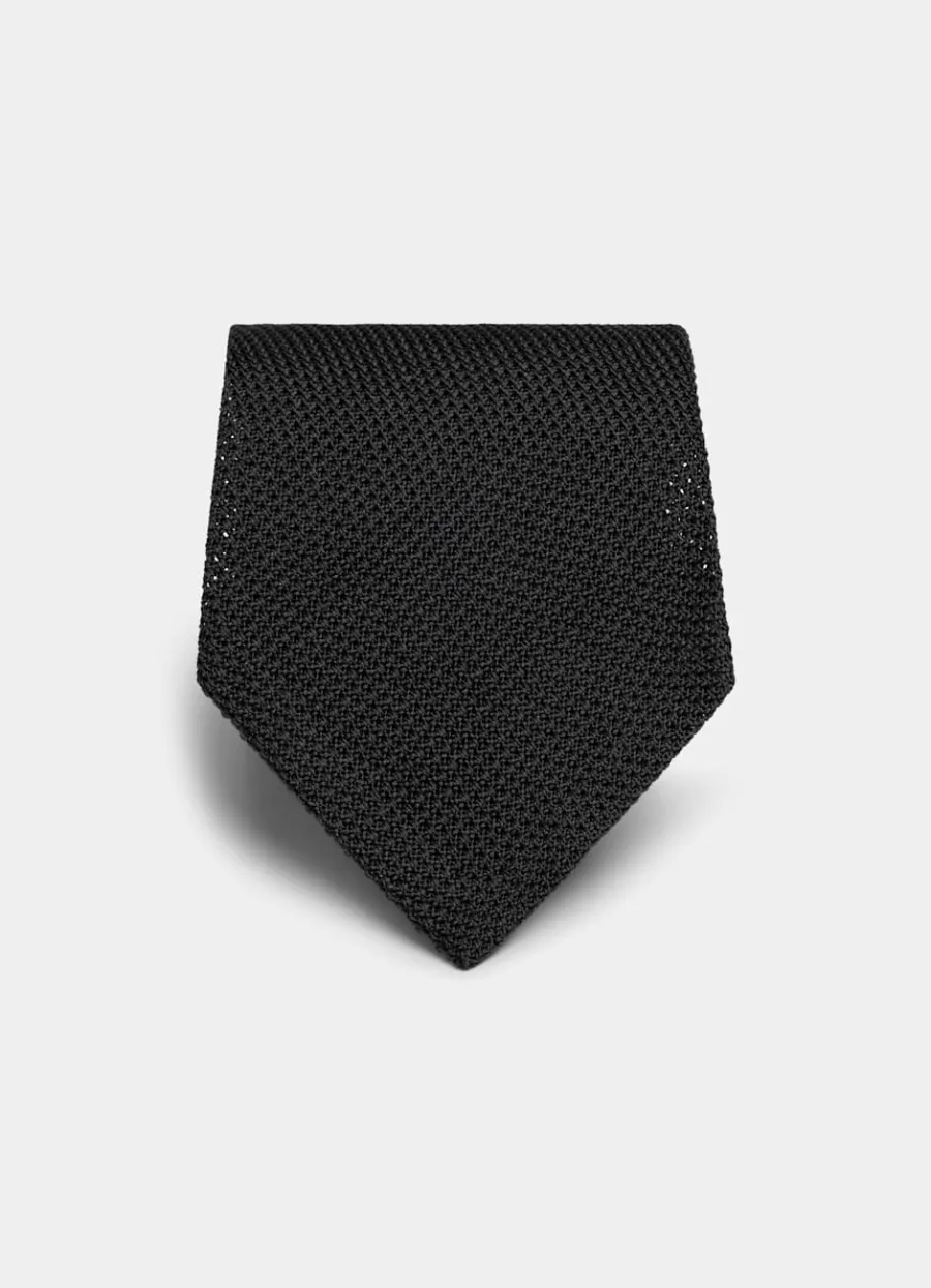 Suitsupply Cravate grenadine noire Black Discount