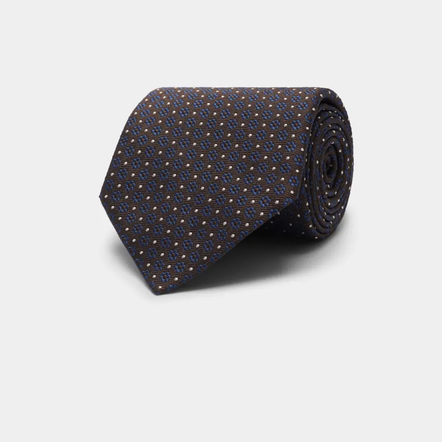 Suitsupply Cravate marron à fleurs Brown Fashion