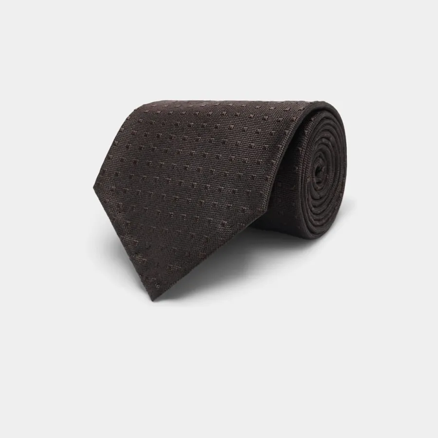 Suitsupply Cravate marron foncé motif graphique Dark Brown Cheap