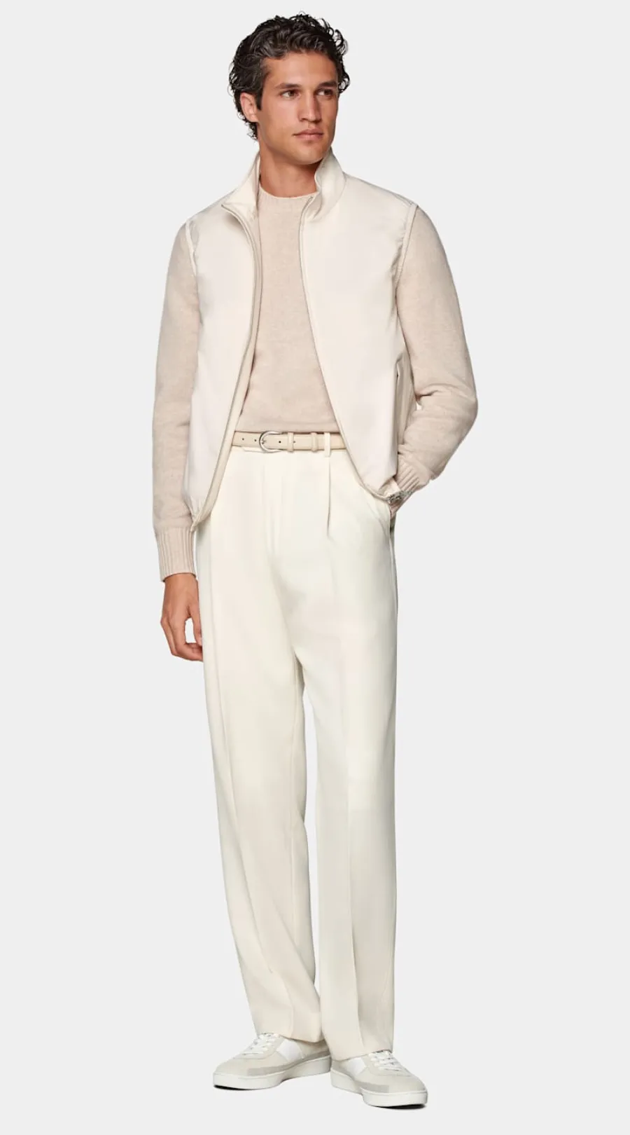 Suitsupply Doudoune légère zippée sans manches blanc cassé Off-White Flash Sale