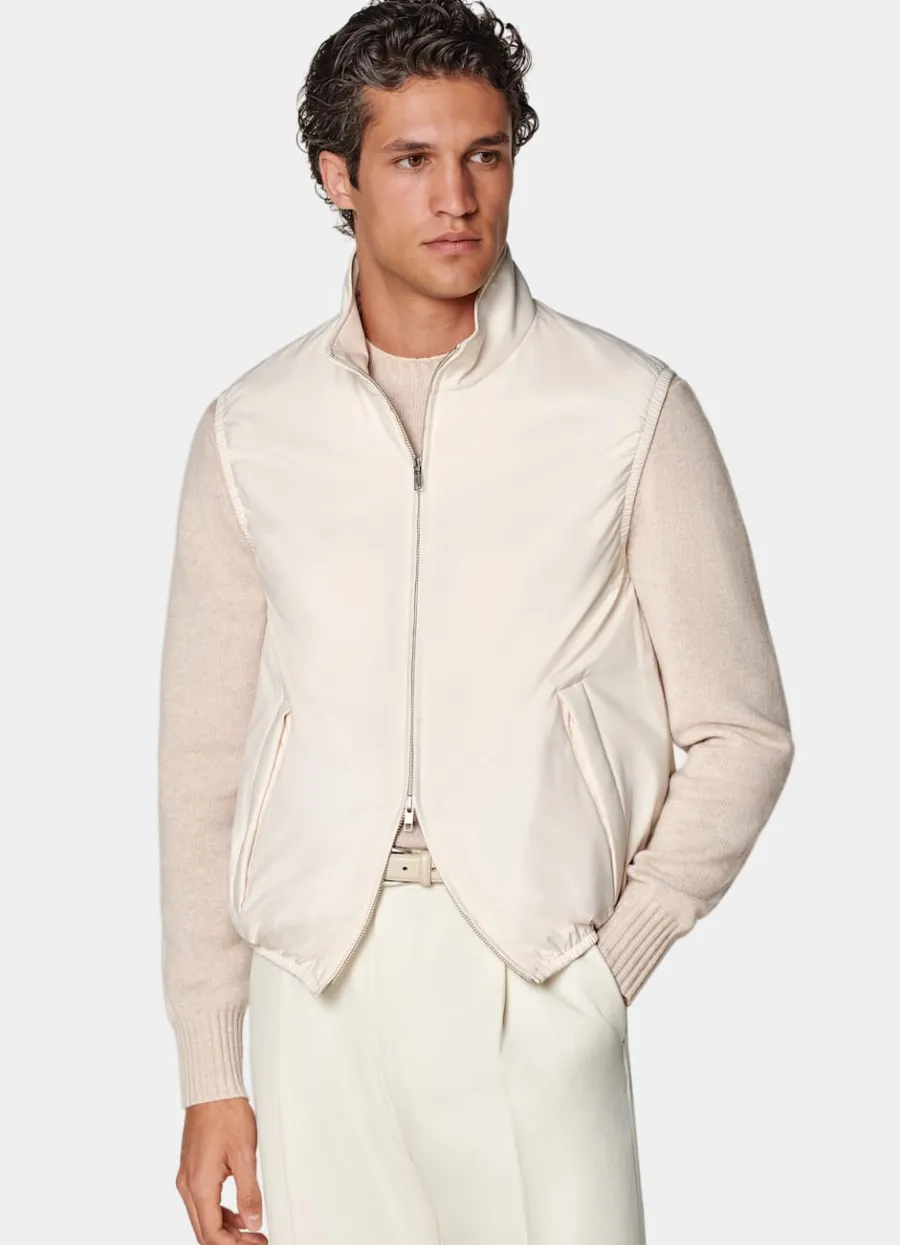 Suitsupply Doudoune légère zippée sans manches blanc cassé Off-White Flash Sale