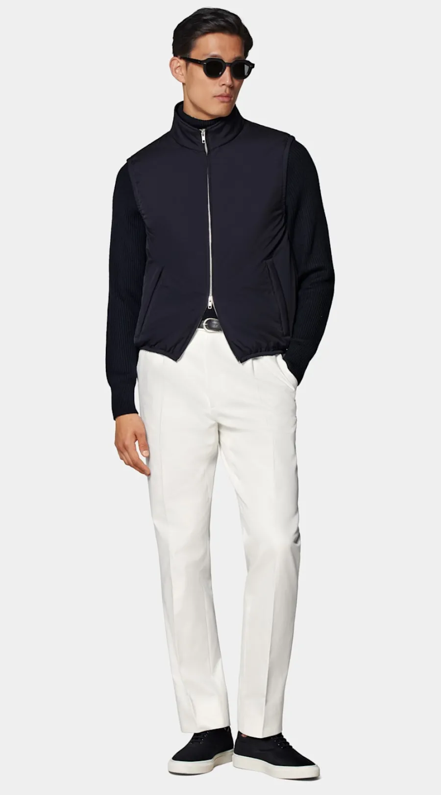 Suitsupply Doudoune légère zippée sans manches bleu marine Navy Shop