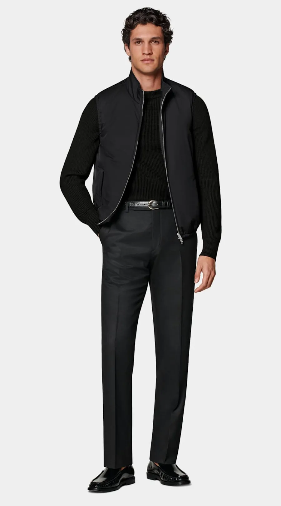 Suitsupply Doudoune légère zippée sans manches noire Black Best Sale