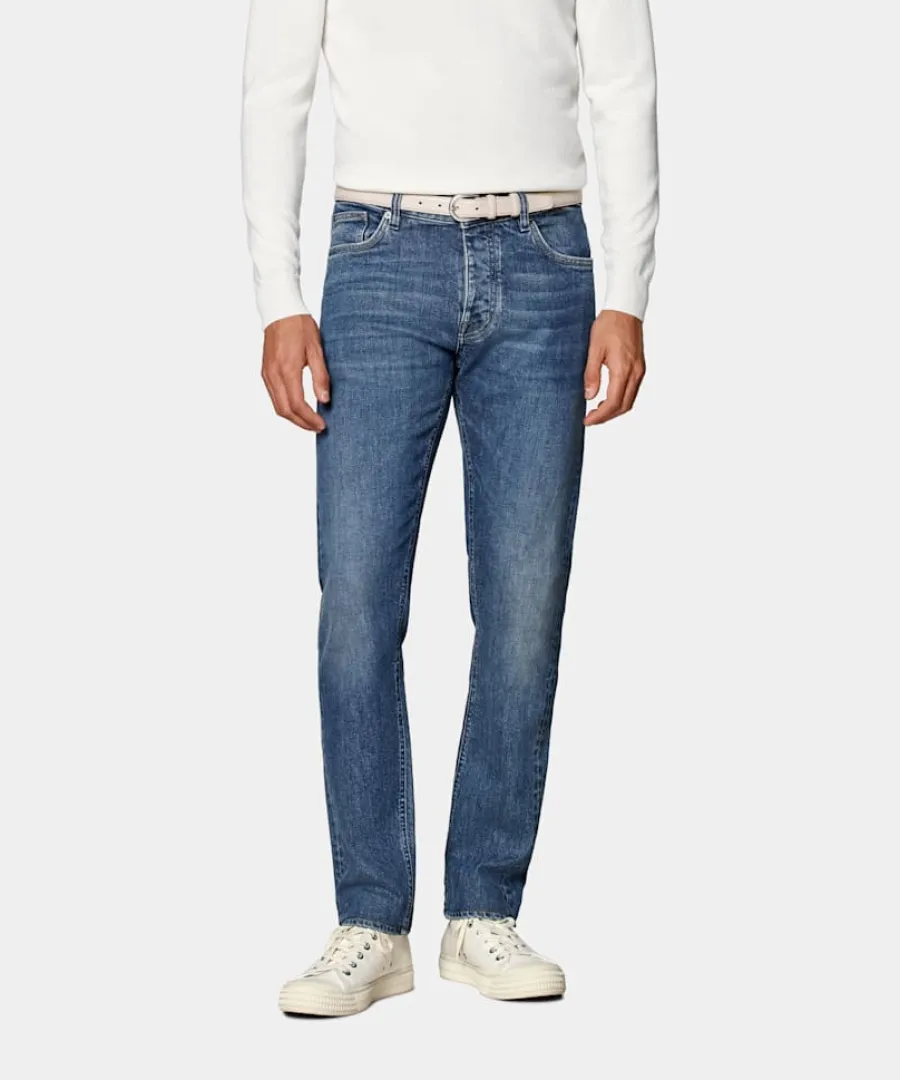 Suitsupply Jean Slim Leg Tapered bleu moyen Mid Blue Shop