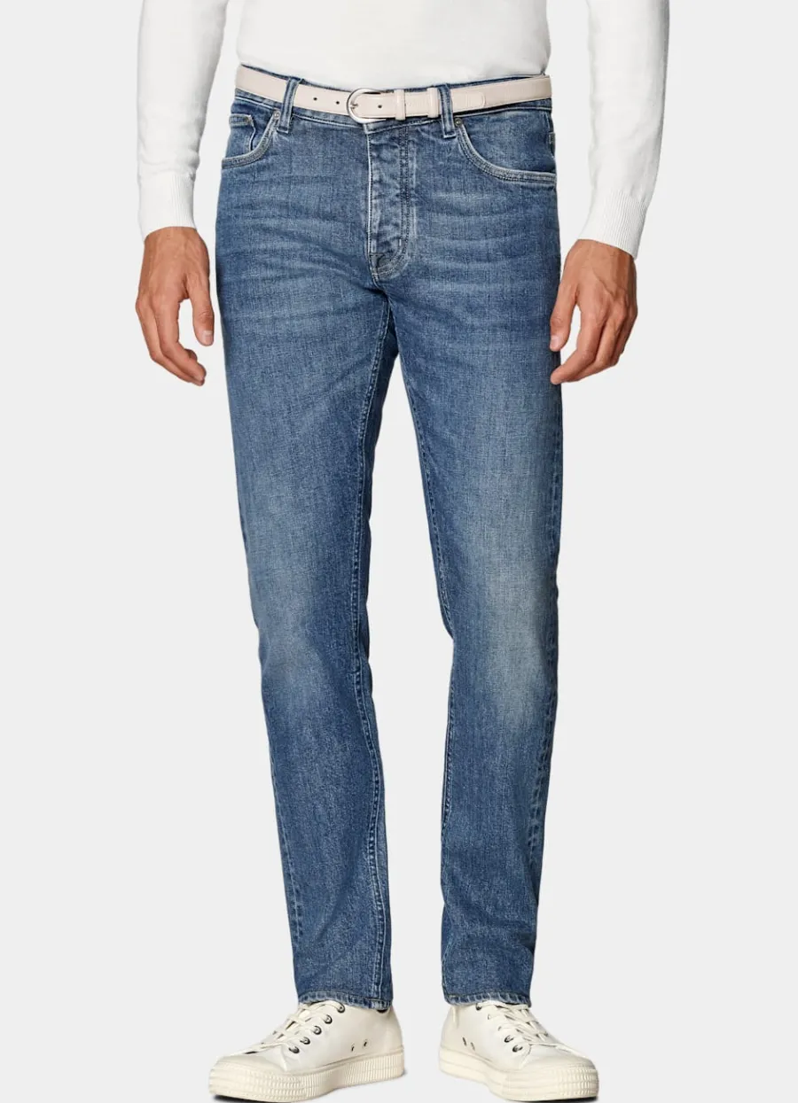 Suitsupply Jean Slim Leg Tapered bleu moyen Mid Blue Shop