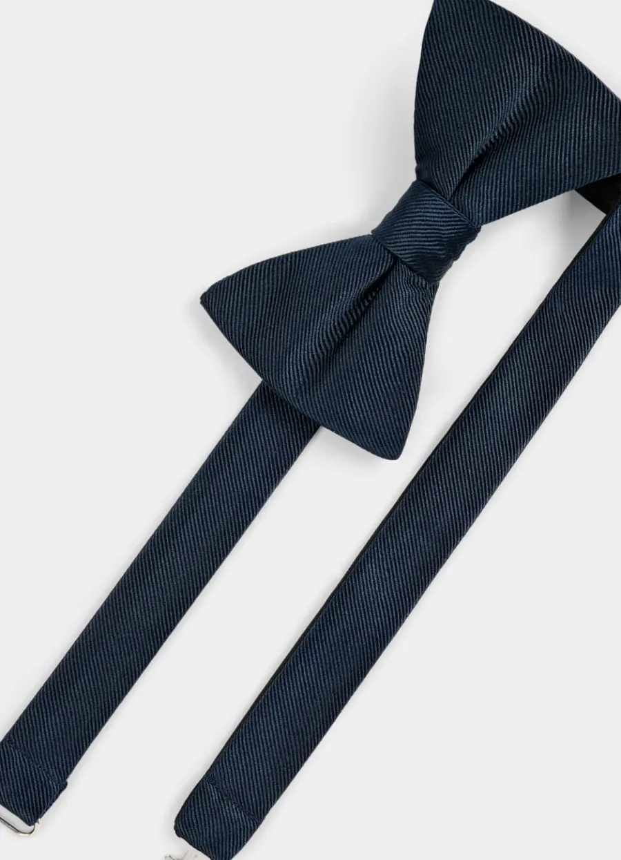 Suitsupply Nœud papillon pré-noué en gros grain bleu marine Navy New