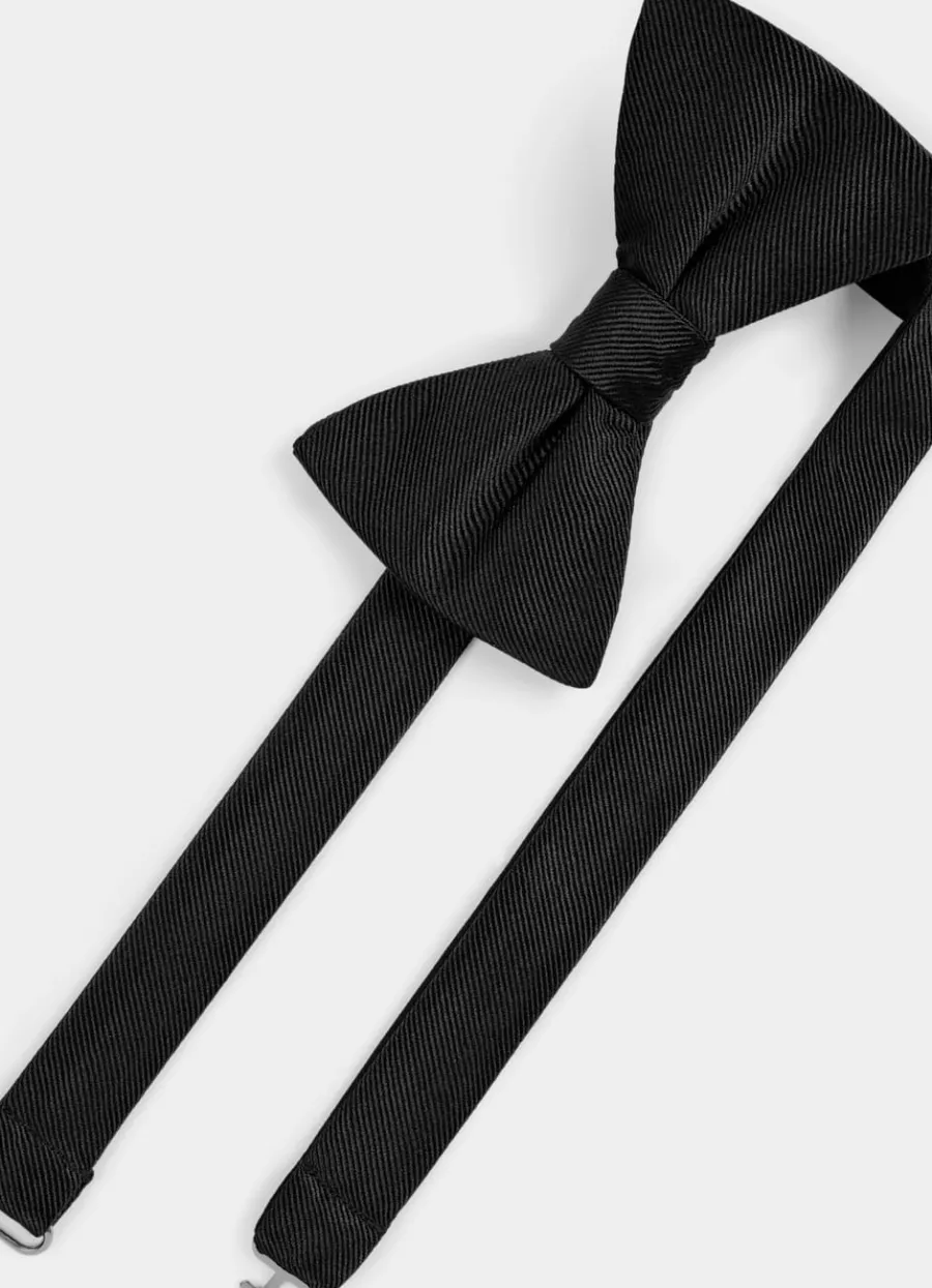 Suitsupply Nœud papillon pré-noué en gros grain noir Black Cheap