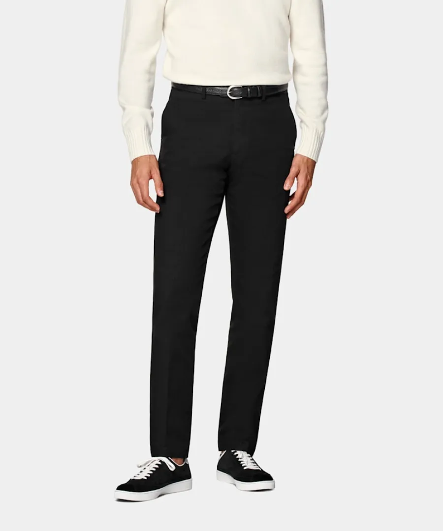 Suitsupply Pantalon chino Slim Leg Straight noir Black Cheap