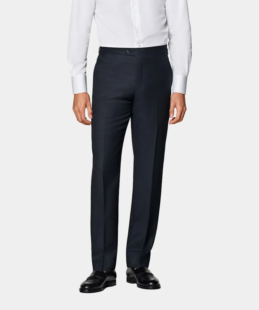 Suitsupply Pantalon de costume Slim Leg Straight bleu marine œil-de-perdrix Navy Cheap