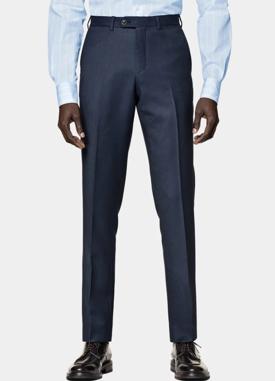 Suitsupply Pantalon de costume Slim Leg Straight bleu marine œil-de-perdrix Sale