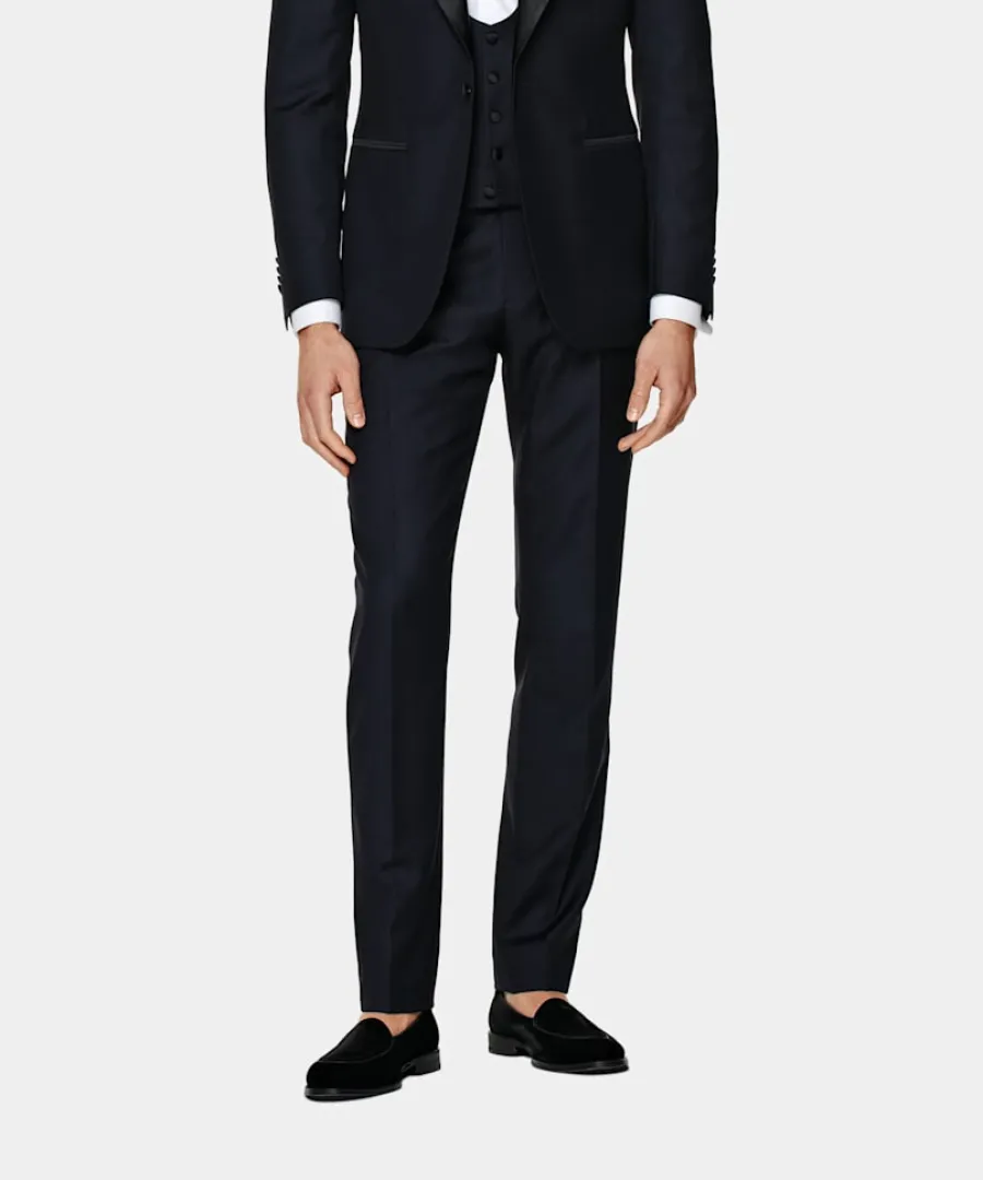 Suitsupply Pantalon de smoking Slim Leg Straight bleu marine Navy Cheap