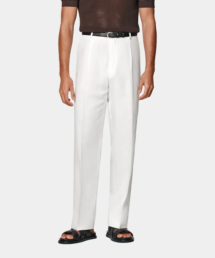 Suitsupply Pantalon Wide Leg Straight blanc cassé Online