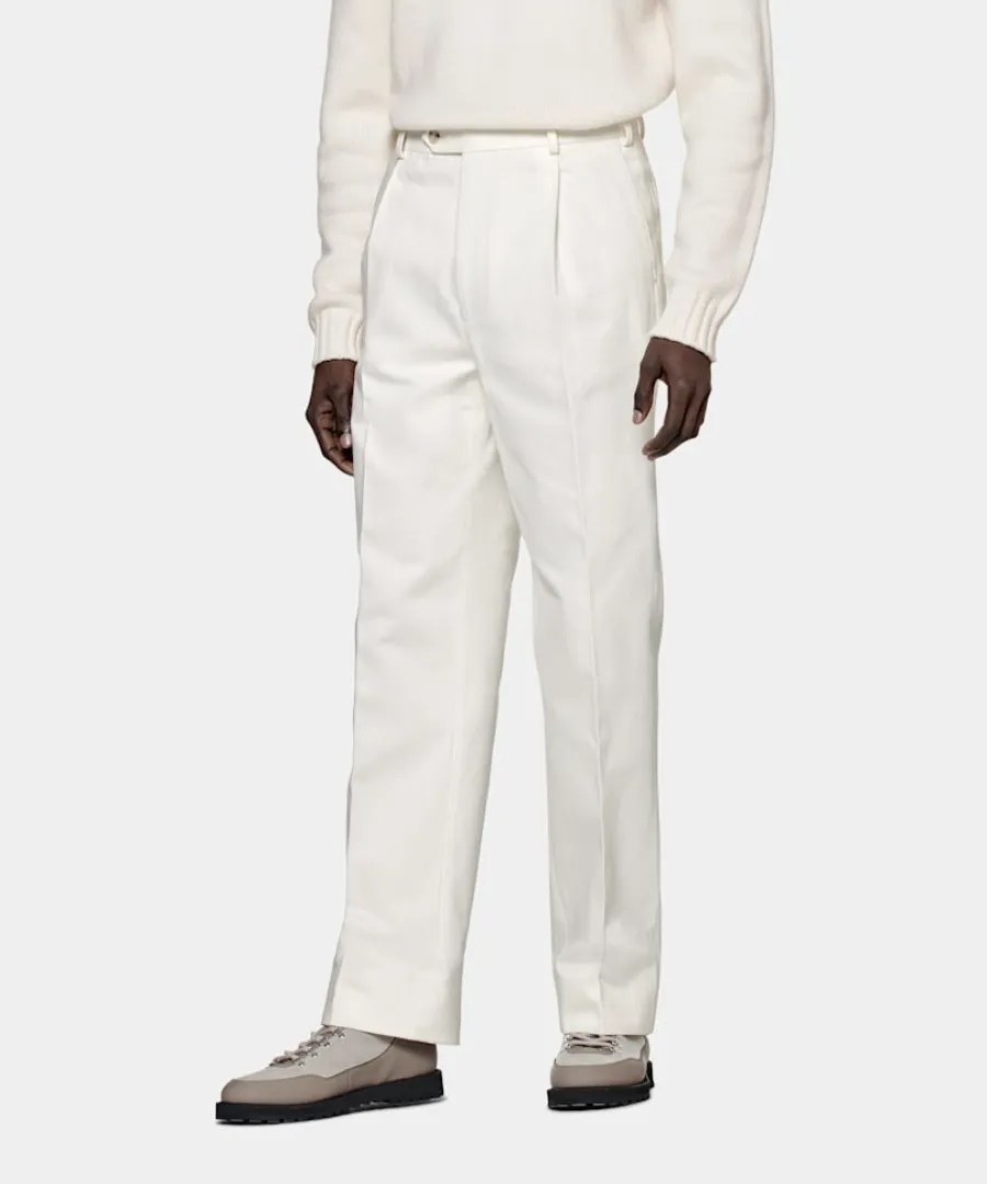 Suitsupply Pantalon Wide Leg Straight blanc cassé Best Sale