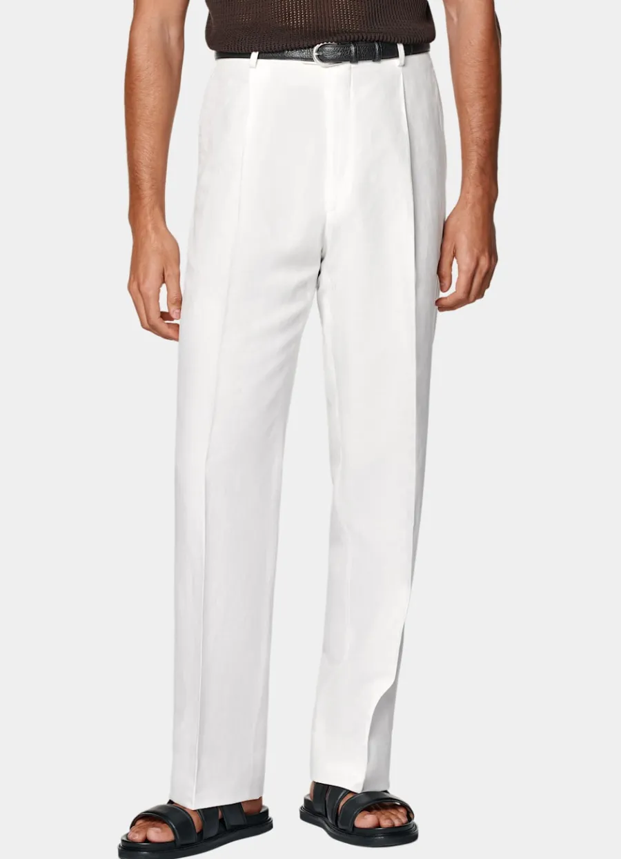 Suitsupply Pantalon Wide Leg Straight blanc cassé Online