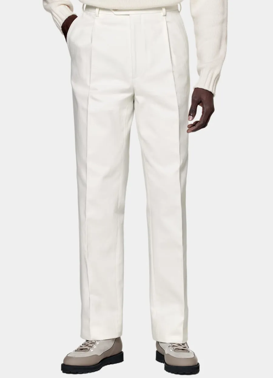 Suitsupply Pantalon Wide Leg Straight blanc cassé Best Sale