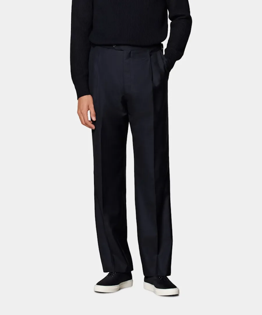 Suitsupply Pantalon Wide Leg Straight bleu marine Fashion