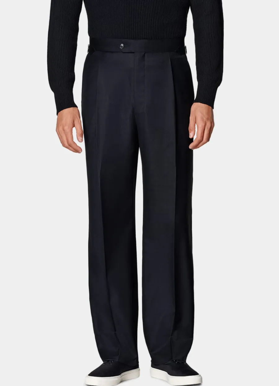 Suitsupply Pantalon Wide Leg Straight bleu marine Fashion