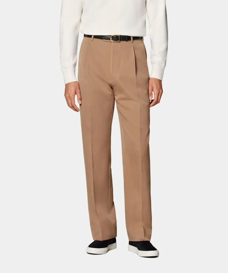 Suitsupply Pantalon Wide Leg Straight marron moyen Mid Brown Outlet