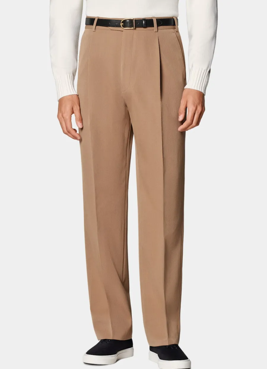 Suitsupply Pantalon Wide Leg Straight marron moyen Mid Brown Outlet