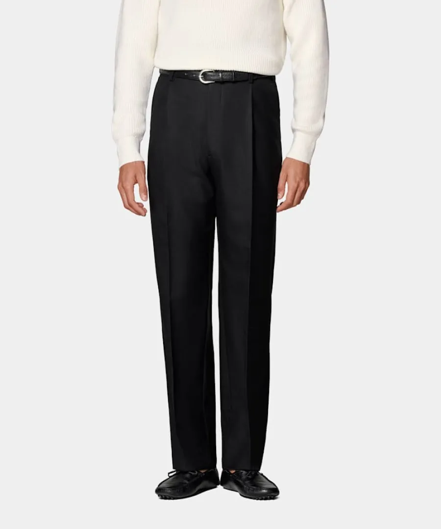 Suitsupply Pantalon Wide Leg Straight noir Black New